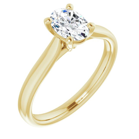 10K Yellow Gold Customizable Cathedral-Prong Oval Cut Solitaire