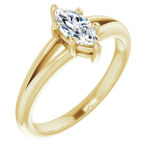 10K Yellow Gold Customizable Marquise Cut Solitaire with Tapered Split Band