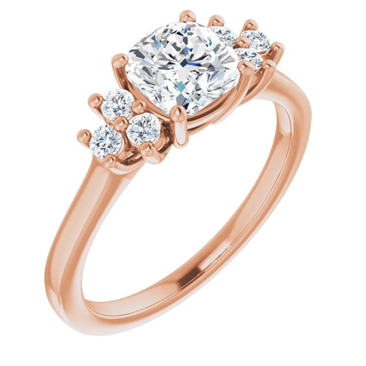 10K Rose Gold Customizable Cushion Cut 7-stone Prong-Set Design