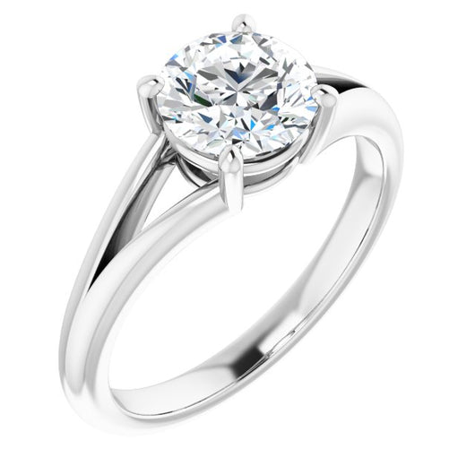 10K White Gold Customizable Round Cut Solitaire with Tapered Split Band