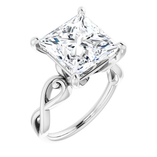 10K White Gold Customizable Princess/Square Cut Solitaire Design with Tapered Infinity-symbol Split-band