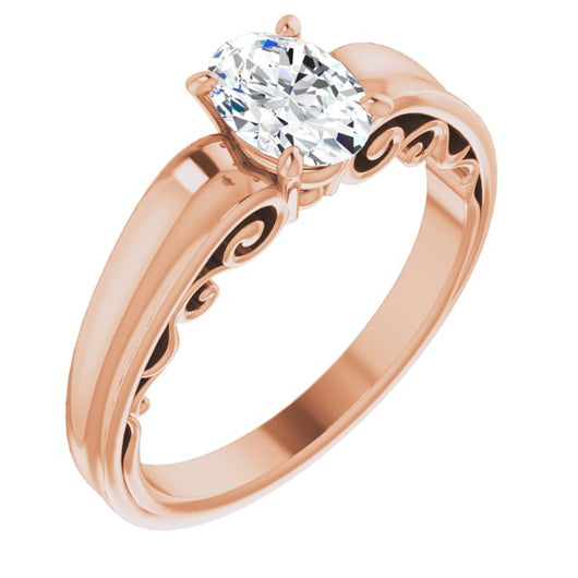 10K Rose Gold Customizable Oval Cut Solitaire