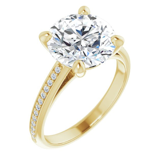 10K Yellow Gold Customizable Cathedral-set Round Cut Style with Shared Prong Band