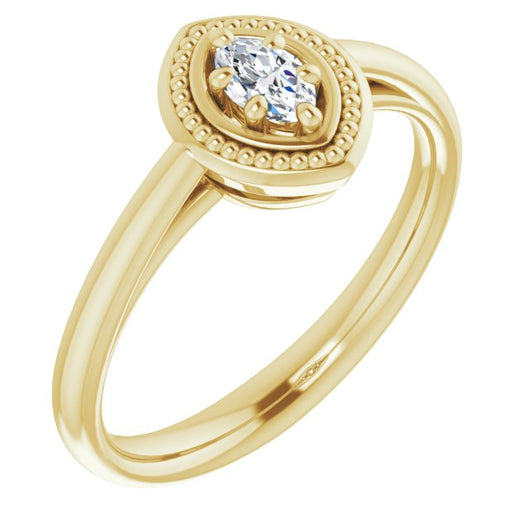 10K Yellow Gold Customizable Marquise Cut Solitaire with Metallic Drops Halo Lookalike