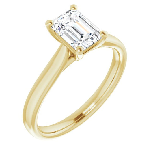 10K Yellow Gold Customizable Cathedral-Prong Emerald/Radiant Cut Solitaire