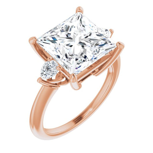 10K Rose Gold Customizable 3-stone Princess/Square Style with Pear Accents