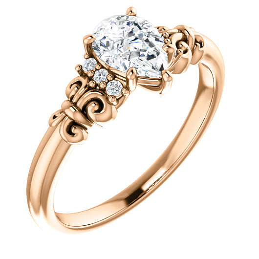 10K Rose Gold Customizable 7-stone Pear Cut Design with Vertical Round-Channel Accents