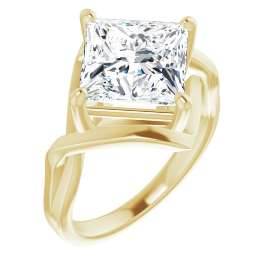 10K Yellow Gold Customizable Princess/Square Cut Hurricane-inspired Bypass Solitaire