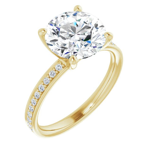 10K Yellow Gold Customizable Classic Prong-set Round Cut Design with Shared Prong Band