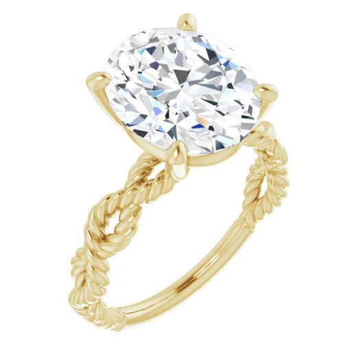 10K Yellow Gold Customizable Oval Cut Solitaire with Infinity-inspired Twisting-Rope Split Band