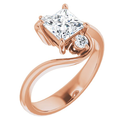 10K Rose Gold Customizable 3-stone Princess/Square Cut Setting featuring Artisan Bypass