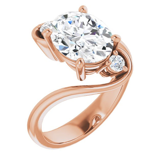 10K Rose Gold Customizable 3-stone Oval Cut Setting featuring Artisan Bypass