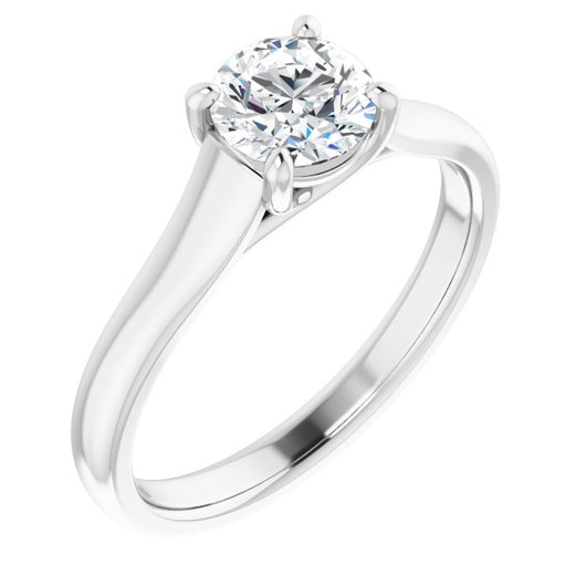 10K White Gold Customizable Round Cut Cathedral-Prong Solitaire with Decorative X Trellis