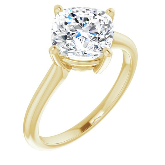 10K Yellow Gold Customizable Cushion Cut Solitaire with Raised Prong Basket