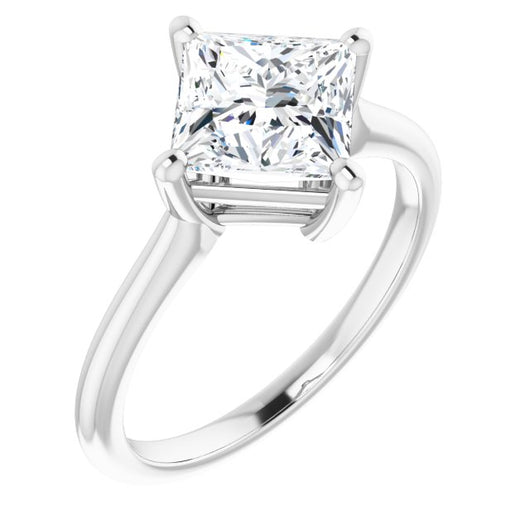 10K White Gold Customizable Princess/Square Cut Solitaire with Raised Prong Basket