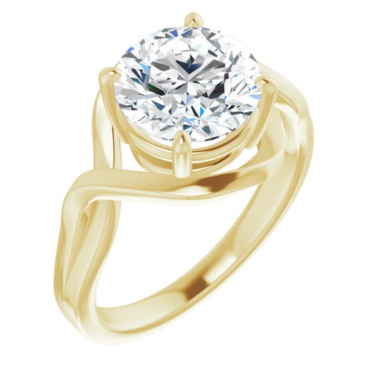 10K Yellow Gold Customizable Round Cut Hurricane-inspired Bypass Solitaire