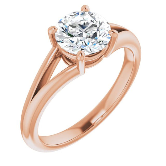 10K Rose Gold Customizable Round Cut Solitaire with Tapered Split Band