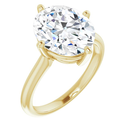 10K Yellow Gold Customizable Oval Cut Solitaire with Raised Prong Basket