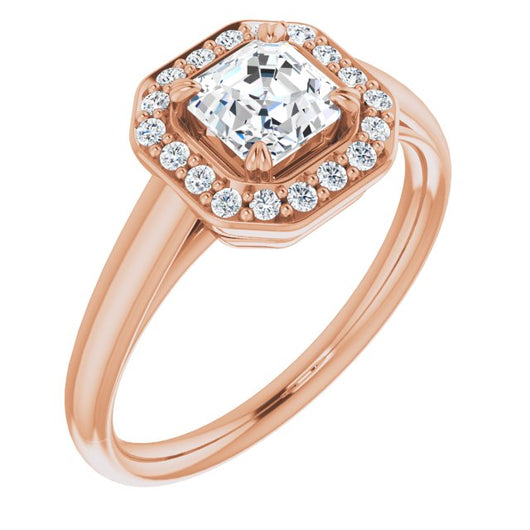 10K Rose Gold Customizable Asscher Cut Design with Loose Halo