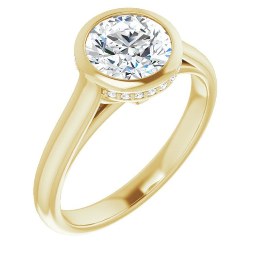 10K Yellow Gold Customizable Round Cut Semi-Solitaire with Under-Halo and Peekaboo Cluster