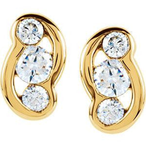 Cubic Zirconia Earrings- 0.54 Carat 3-Stone Channel Setting Earring Set