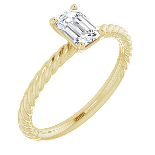 10K Yellow Gold Customizable [[Cut] Cut Solitaire featuring Braided Rope Band