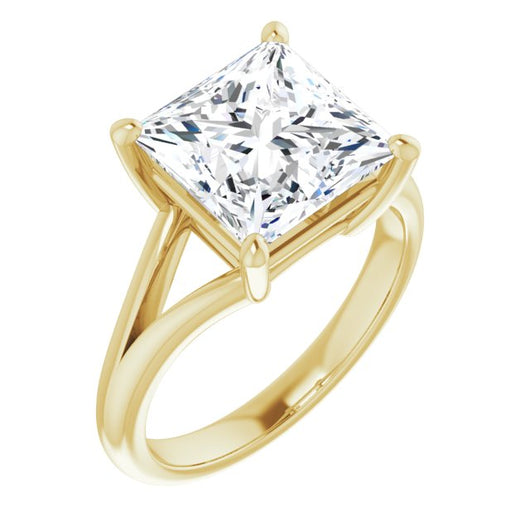 10K Yellow Gold Customizable Princess/Square Cut Solitaire with Tapered Split Band