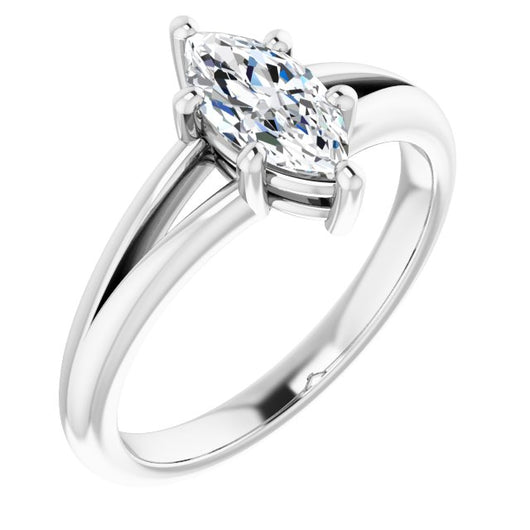 10K White Gold Customizable Marquise Cut Solitaire with Tapered Split Band