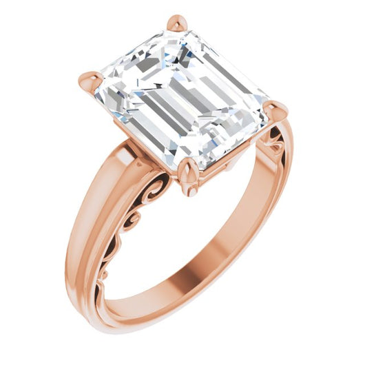 10K Rose Gold Customizable Emerald/Radiant Cut Solitaire