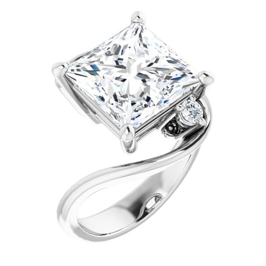 10K White Gold Customizable 3-stone Princess/Square Cut Setting featuring Artisan Bypass