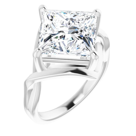 10K White Gold Customizable Princess/Square Cut Hurricane-inspired Bypass Solitaire