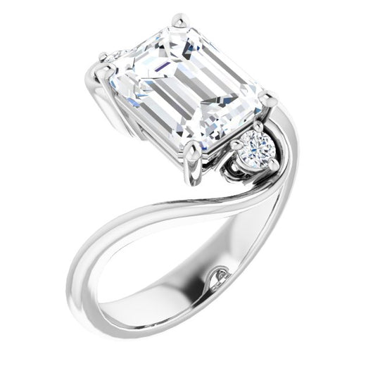 10K White Gold Customizable 3-stone Emerald/Radiant Cut Setting featuring Artisan Bypass