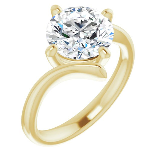 10K Yellow Gold Customizable Round Cut Solitaire with Thin, Bypass-style Band