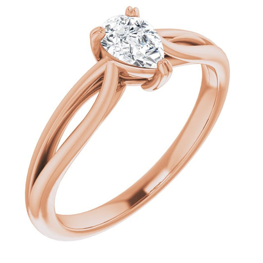 10K Rose Gold Customizable Pear Cut Solitaire with Wide-Split Band