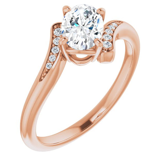 10K Rose Gold Customizable 11-stone Oval Cut Design with Bypass Channel Accents