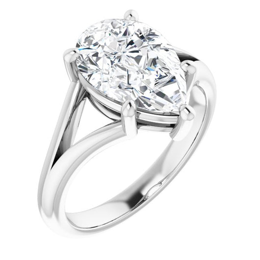 10K White Gold Customizable Pear Cut Solitaire with Tapered Split Band