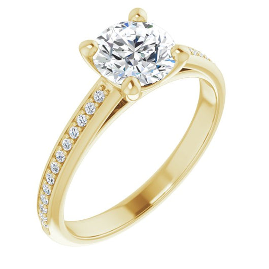 10K Yellow Gold Customizable Cathedral-set Round Cut Style with Shared Prong Band