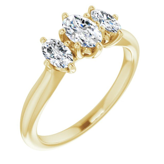 10K Yellow Gold Customizable Triple Oval Cut Design with Decorative Trellis