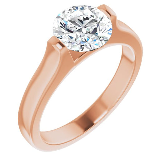 10K Rose Gold Customizable Bar-set Round Cut Solitaire