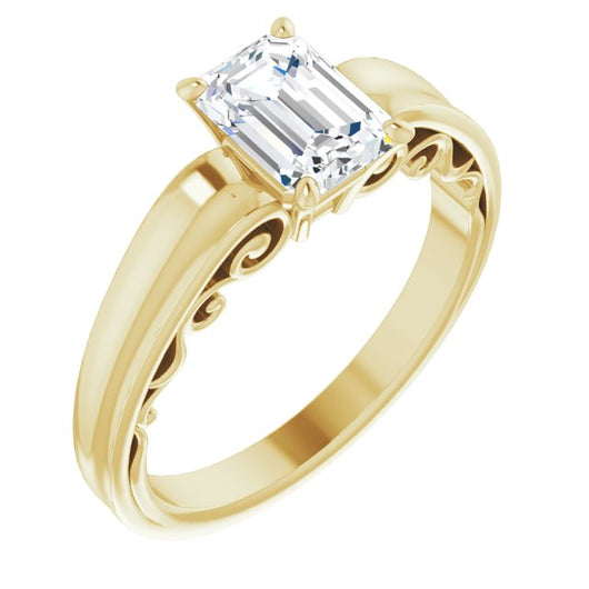 10K Yellow Gold Customizable Emerald/Radiant Cut Solitaire