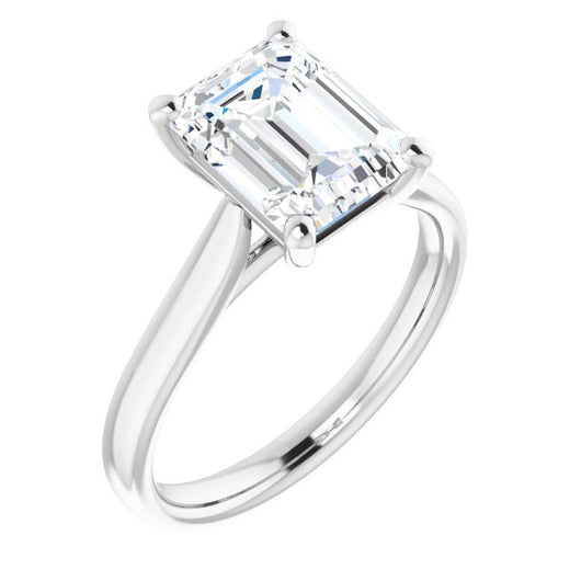 10K White Gold Customizable Cathedral-Prong Emerald/Radiant Cut Solitaire