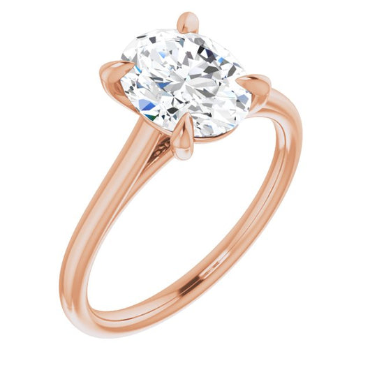 10K Rose Gold Customizable Classic Cathedral Oval Cut Solitaire