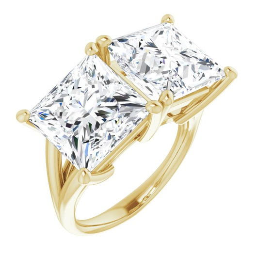 10K Yellow Gold Customizable Two-Stone Princess/Square Cut with Split Band