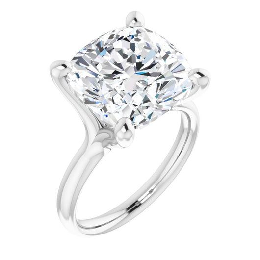 10K White Gold Customizable Cushion Cut Fabulous Solitaire