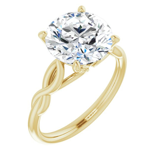 10K Yellow Gold Customizable Round Cut Solitaire with Braided Infinity-inspired Band and Fancy Basket)