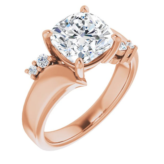 10K Rose Gold Customizable 5-stone Cushion Cut Style featuring Artisan Bypass