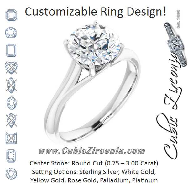 Cubic Zirconia Engagement Ring- The Holly (Customizable Round Cut Solitaire with Crosshatched Prong Basket)