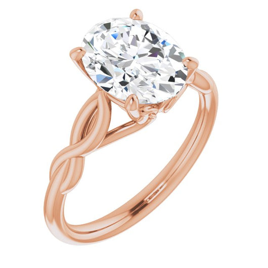 10K Rose Gold Customizable Oval Cut Solitaire with Braided Infinity-inspired Band and Fancy Basket)