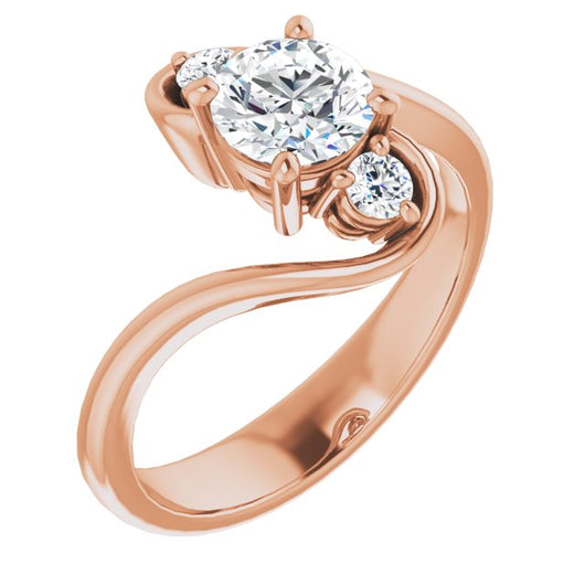 10K Rose Gold Customizable 3-stone Round Cut Setting featuring Artisan Bypass