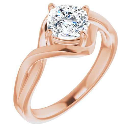 10K Rose Gold Customizable Cushion Cut Hurricane-inspired Bypass Solitaire